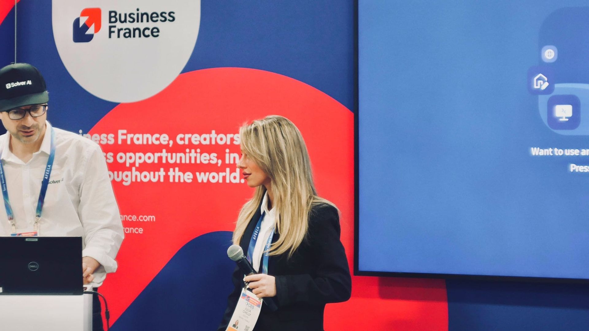 Live Solver presentation in front of the Business France stage at CES