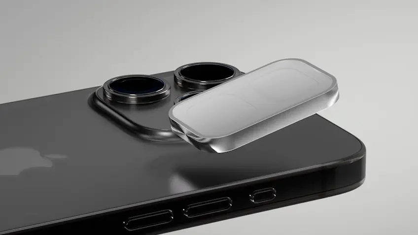 iPhone with Solver NFC button attached